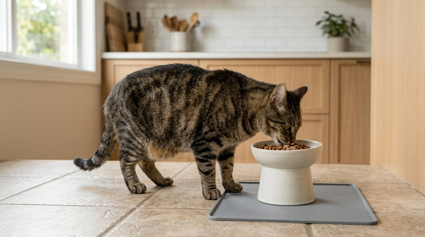 Elevated Ceramic Cat Bowl: Anti-Spill, Stable & Comfy