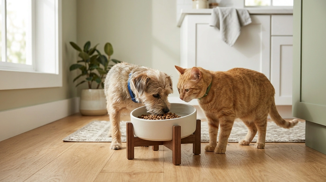 Elevated Wide-Mouth Ceramic Bowl: Comfort for Cats & Dogs
