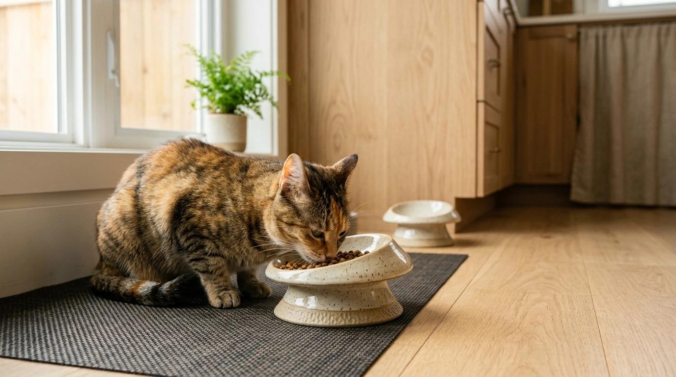 Cute Slanted Ceramic Mushroom Pet Bowl (Non-Slip Base)