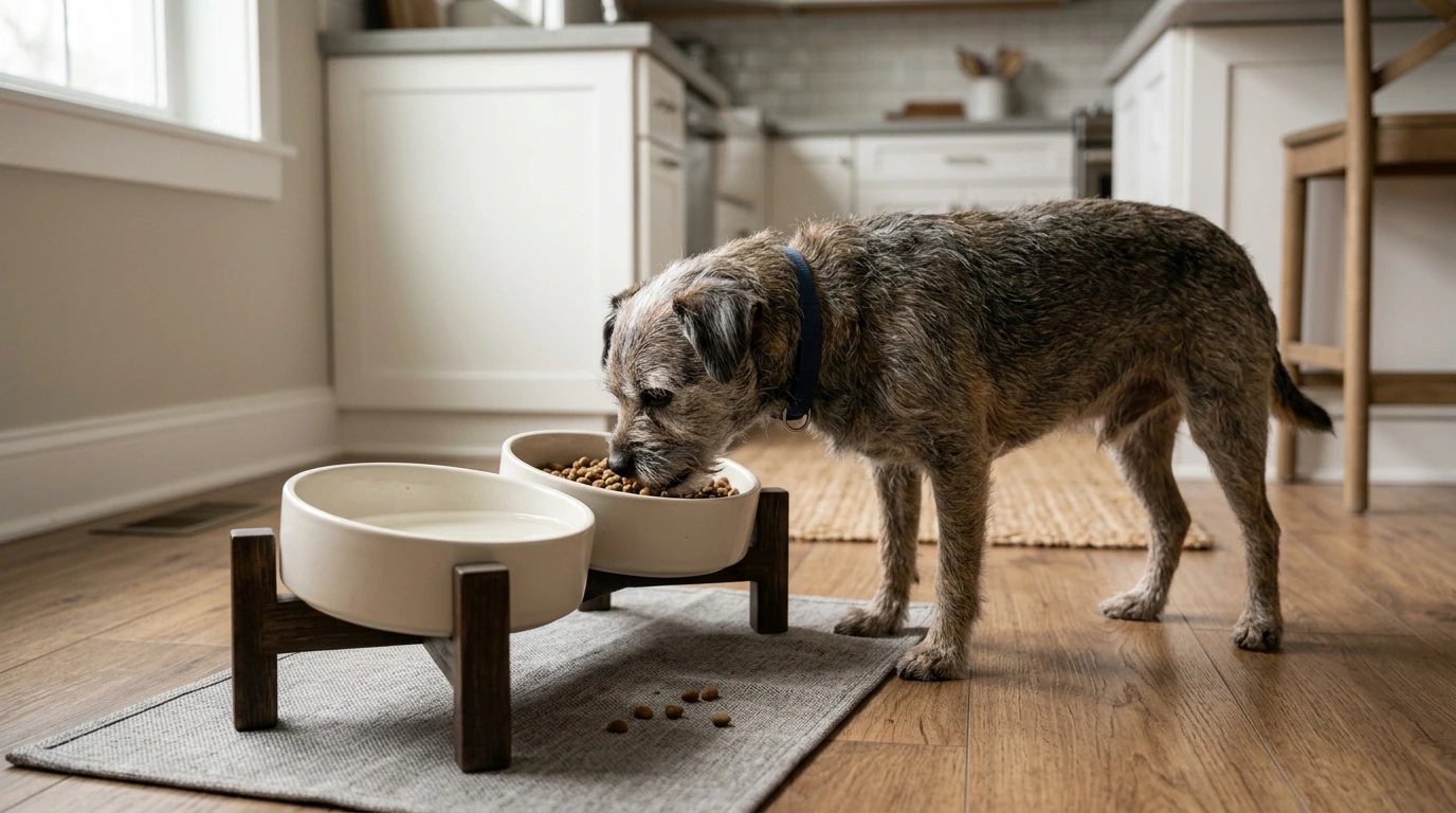 Slanted Elevated Ceramic Pet Bowl Stand for Less Mess